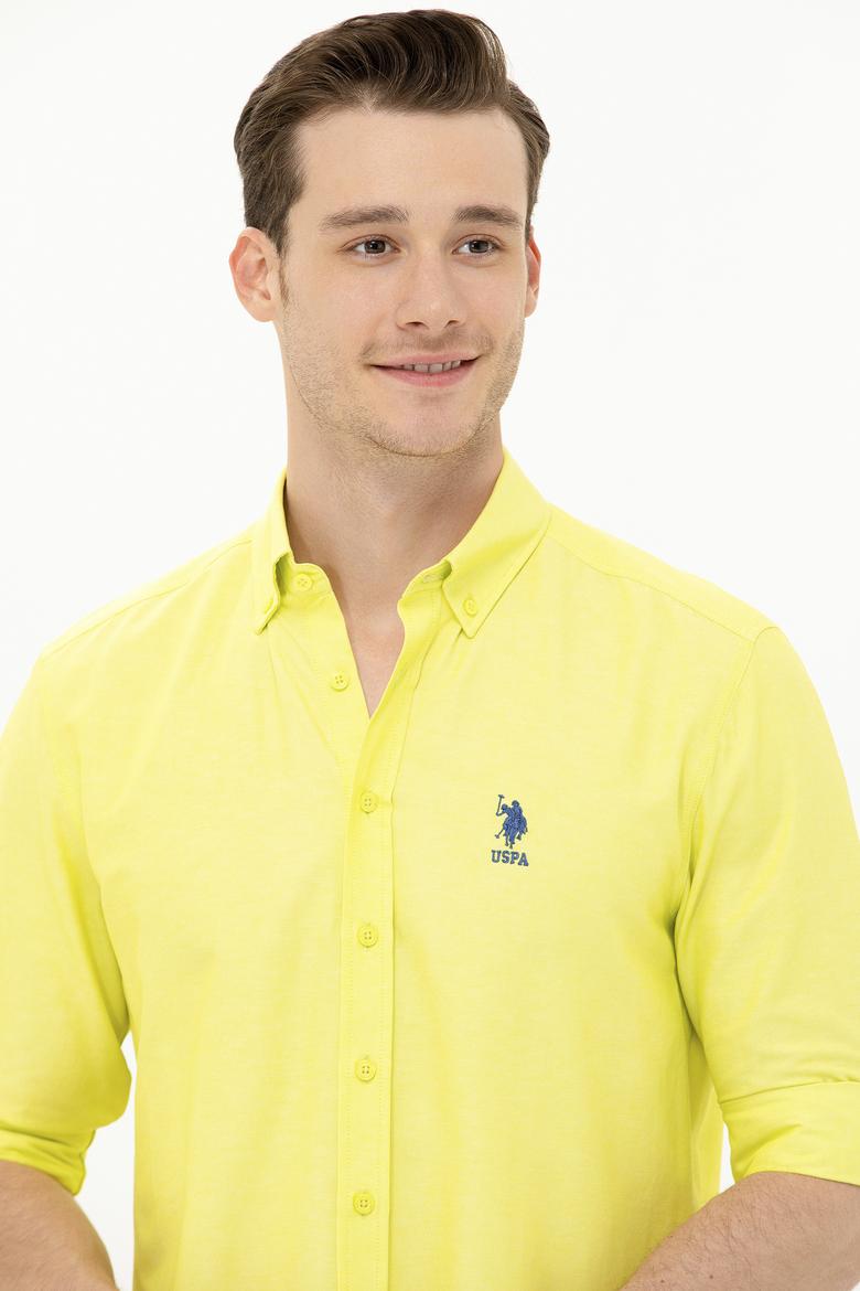 Erkek Neon Sarı Uzun Kollu Basic Gömlek - 50262934051