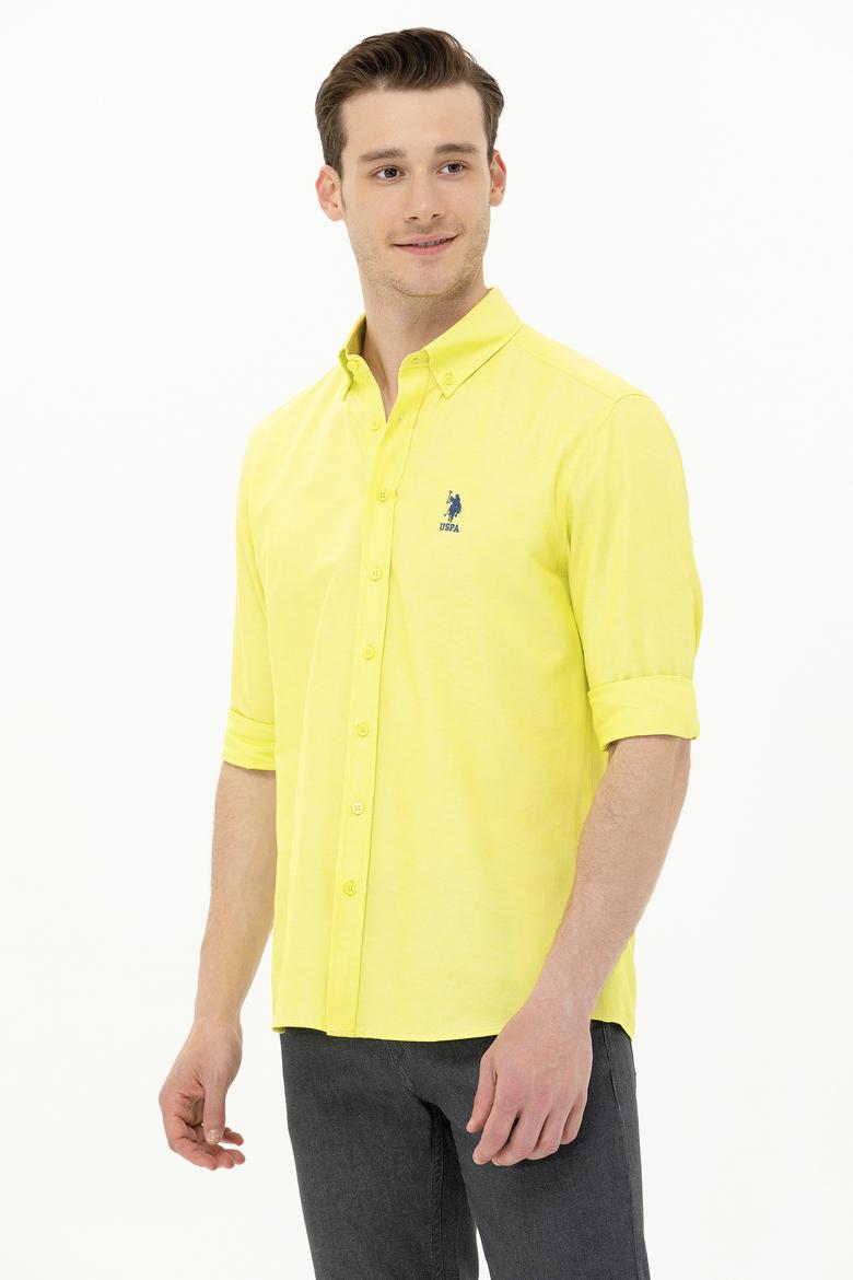 Erkek Neon Sarı Uzun Kollu Basic Gömlek - 50262934051