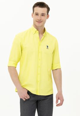 Erkek Neon Sarı Uzun Kollu Basic Gömlek - 50262934051