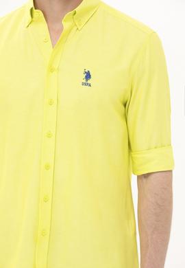 Erkek Neon Sarı Uzun Kollu Basic Gömlek - 50262934051