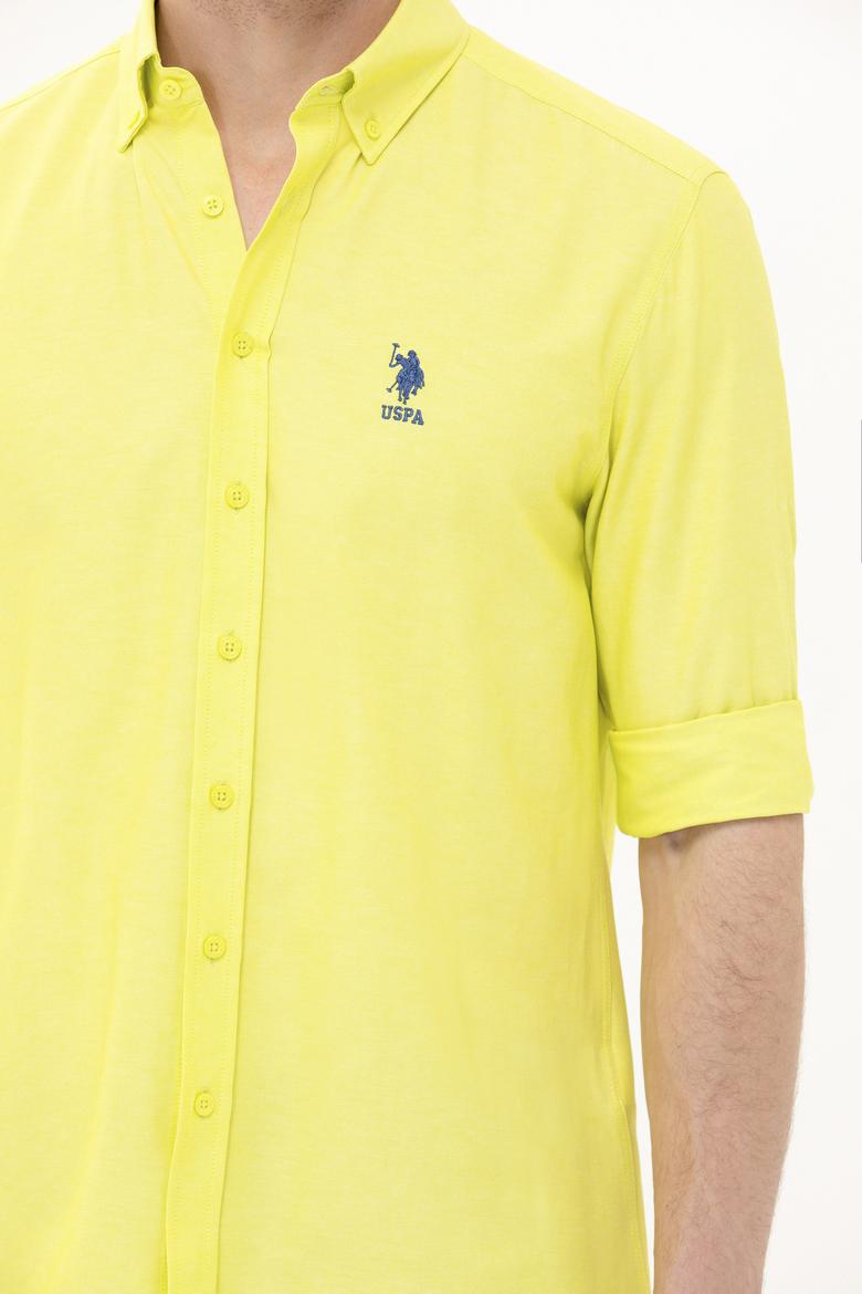 Erkek Neon Sarı Uzun Kollu Basic Gömlek - 50262934051