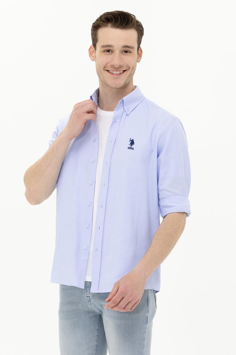 Erkek Mavi Uzun Kollu Basic Gömlek