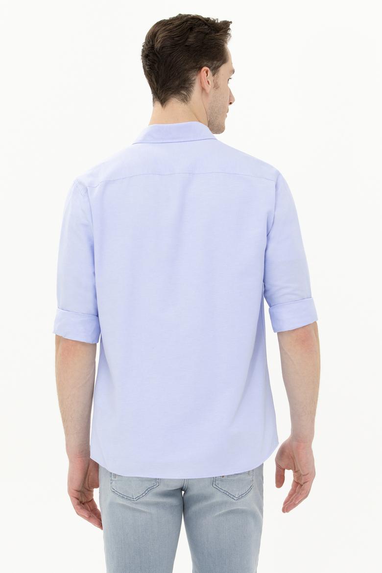 Erkek Mavi Uzun Kollu Basic Gömlek - 50262934070