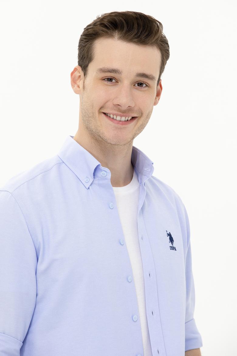 Erkek Mavi Uzun Kollu Basic Gömlek - 50262934070