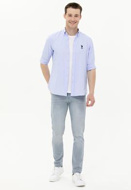 Erkek Mavi Uzun Kollu Basic Gömlek - 50262934070