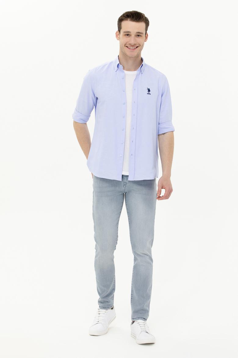 Erkek Mavi Uzun Kollu Basic Gömlek - 50262934070