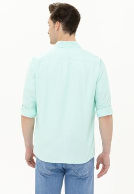 Erkek Su Yeşili Uzun Kollu Basic Gömlek - 50262934078
