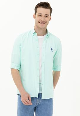 Erkek Su Yeşili Uzun Kollu Basic Gömlek - 50262934078