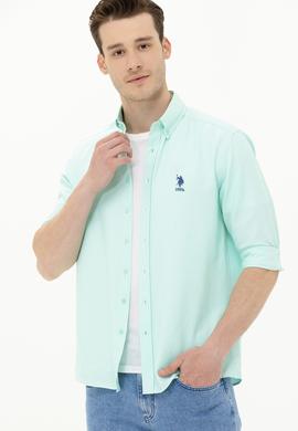 Erkek Su Yeşili Uzun Kollu Basic Gömlek - 50262934078