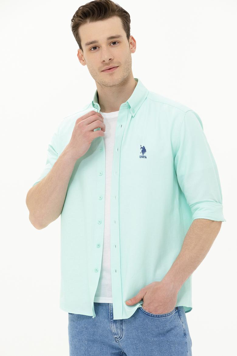 Erkek Su Yeşili Uzun Kollu Basic Gömlek - 50262934078