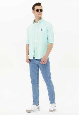 Erkek Su Yeşili Uzun Kollu Basic Gömlek - 50262934078