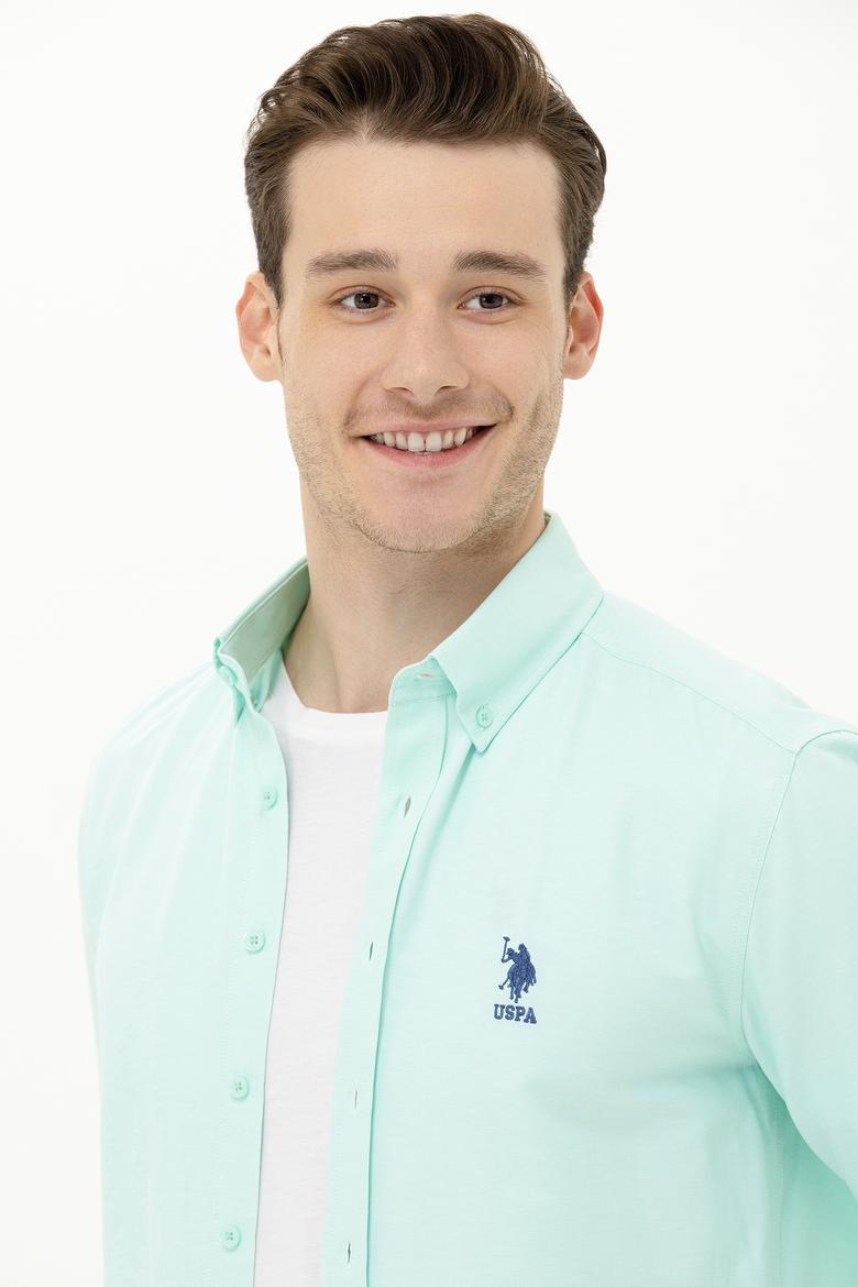 Erkek Su Yeşili Uzun Kollu Basic Gömlek - 50262934078