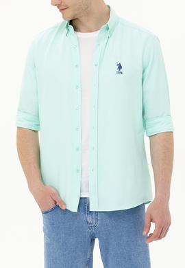 Erkek Su Yeşili Uzun Kollu Basic Gömlek - 50262934078