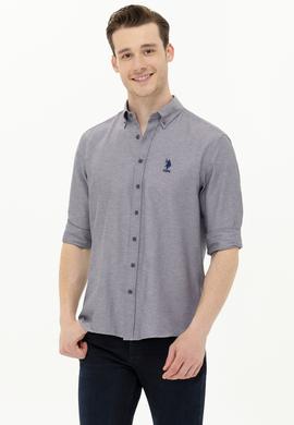 Erkek Lacivert Melanj Uzun Kollu Basic Gömlek - 50262934107