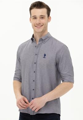 Erkek Lacivert Melanj Uzun Kollu Basic Gömlek - 50262934107