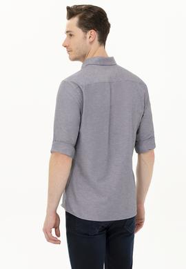 Erkek Lacivert Melanj Uzun Kollu Basic Gömlek - 50262934107