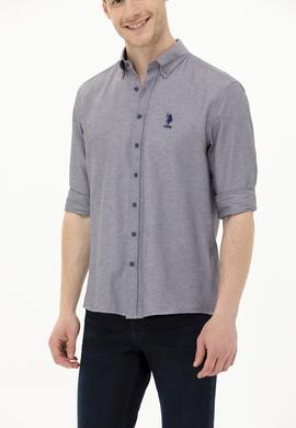 Erkek Lacivert Melanj Uzun Kollu Basic Gömlek - 50262934107