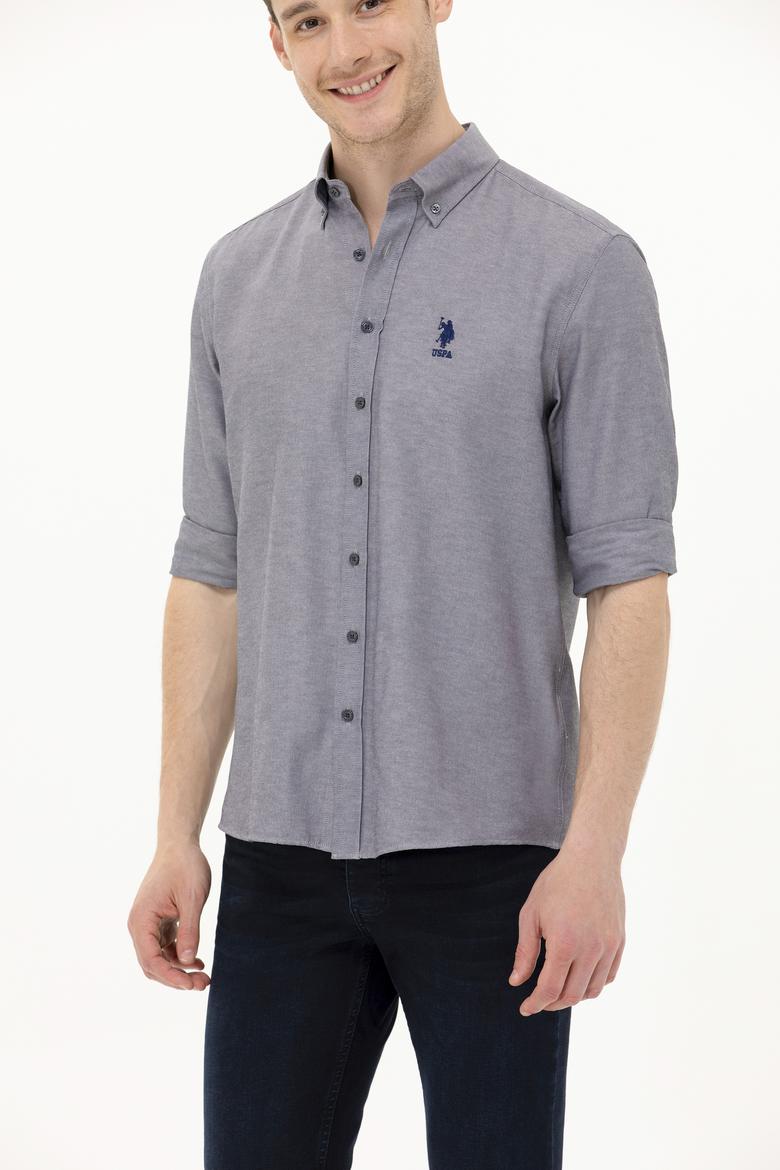 Erkek Lacivert Melanj Uzun Kollu Basic Gömlek - 50262934107