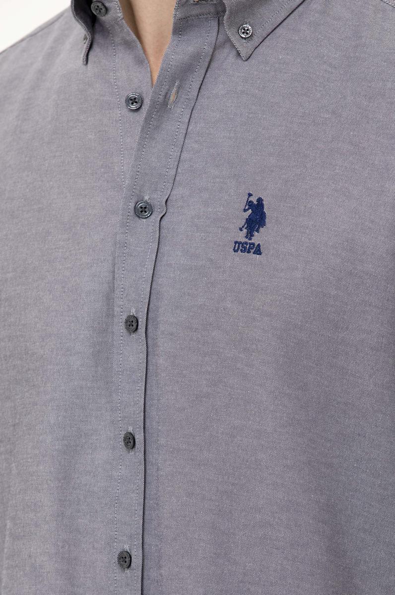 Erkek Lacivert Melanj Uzun Kollu Basic Gömlek