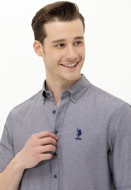 Erkek Lacivert Melanj Uzun Kollu Basic Gömlek - 50262934107