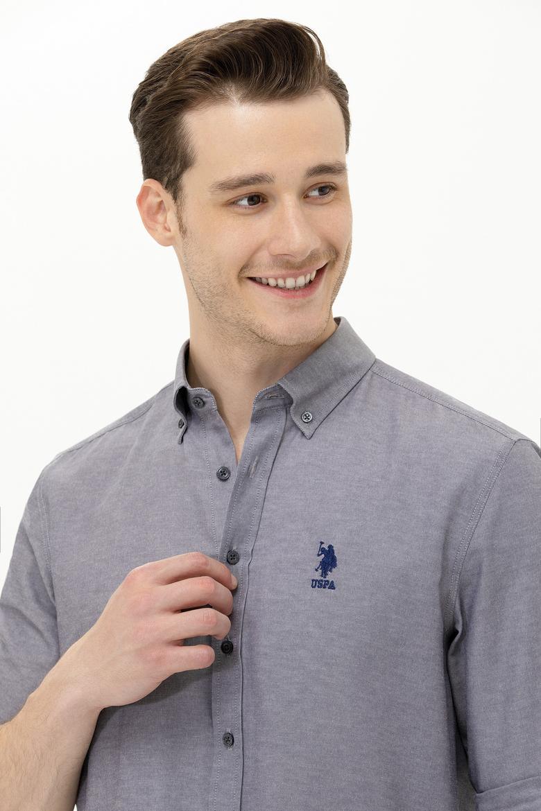 Erkek Lacivert Melanj Uzun Kollu Basic Gömlek - 50262934107