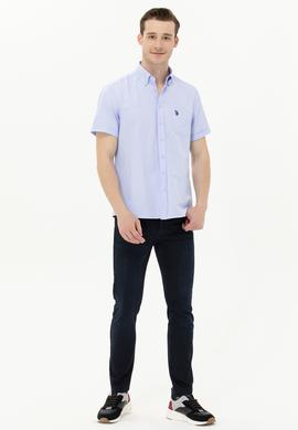 Erkek Mavi Kısa Kollu Gömlek - 50262942025