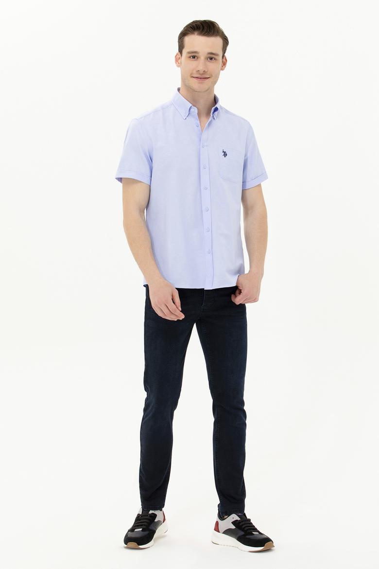 Erkek Mavi Kısa Kollu Gömlek - 50262942025