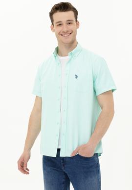 Erkek Su Yeşili Kısa Kollu Gömlek - 50262942040