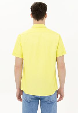 Erkek Neon Sarı Kısa Kollu Gömlek - 50262942047