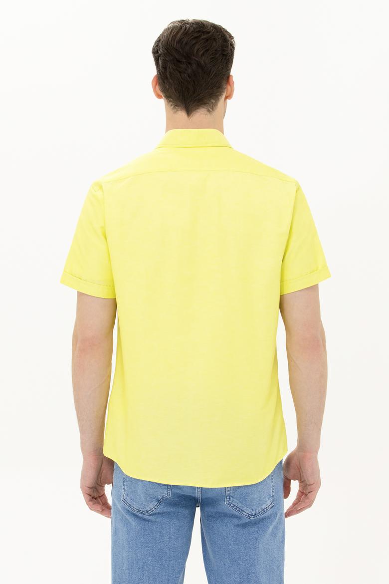 Erkek Neon Sarı Kısa Kollu Gömlek - 50262942047