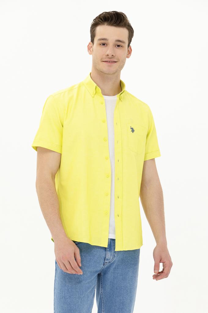 Erkek Neon Sarı Kısa Kollu Gömlek