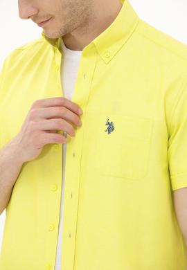 Erkek Neon Sarı Kısa Kollu Gömlek - 50262942047
