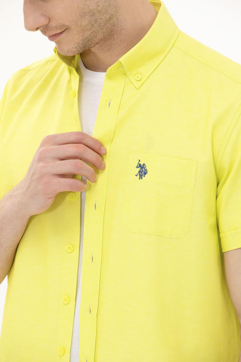 Erkek Neon Sarı Kısa Kollu Gömlek - 50262942047