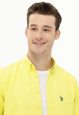 Erkek Neon Sarı Kısa Kollu Gömlek - 50262942047