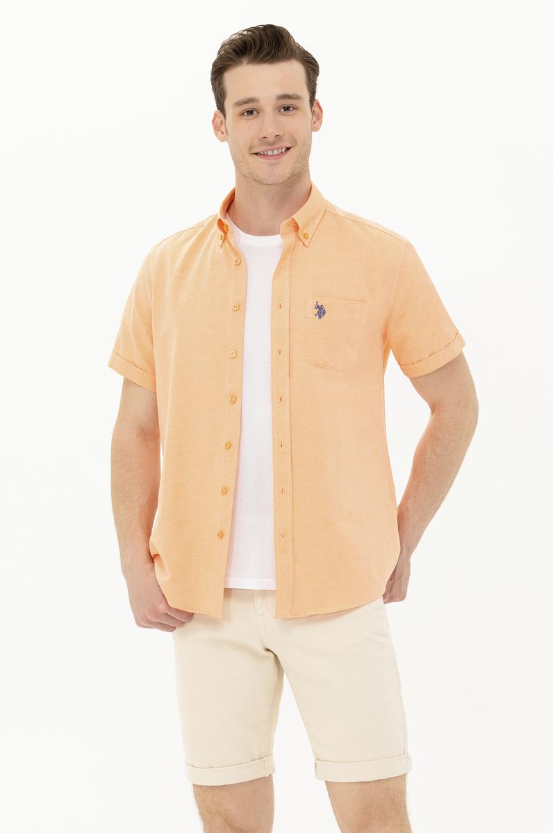 Erkek Turuncu Kısa Kollu Gömlek