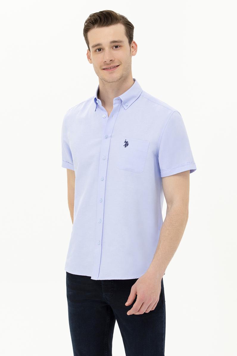 Erkek Mavi Kısa Kollu Gömlek