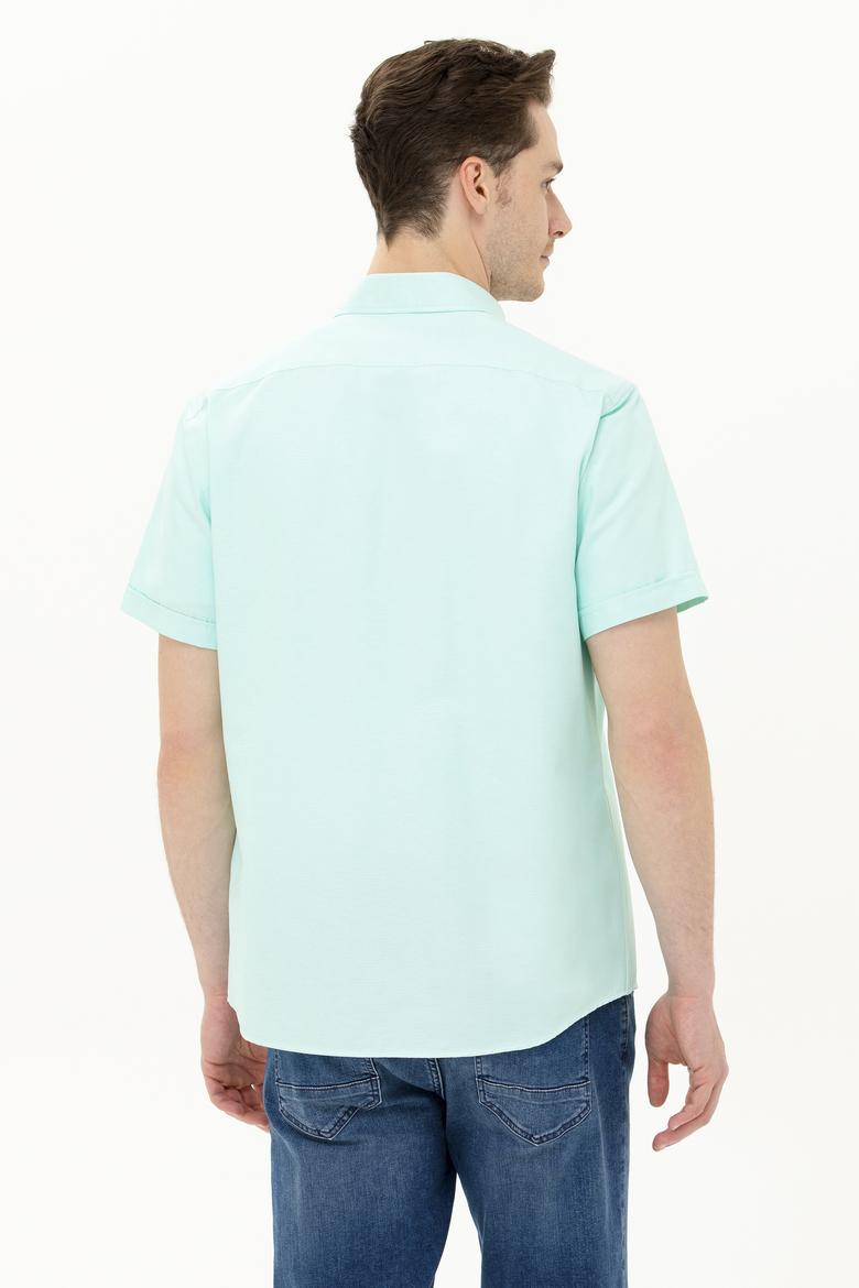 Erkek Su Yeşili Kısa Kollu Gömlek - 50262942040