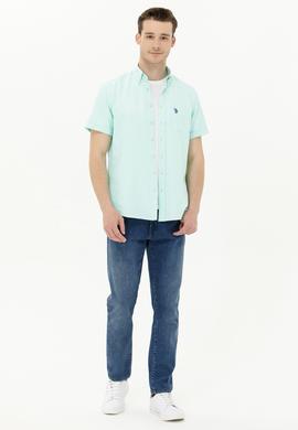 Erkek Su Yeşili Kısa Kollu Gömlek - 50262942040