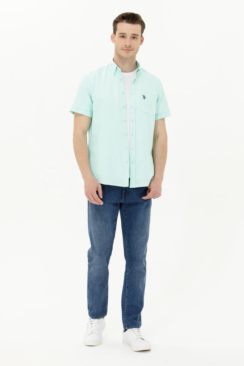 Erkek Su Yeşili Kısa Kollu Gömlek - 50262942040