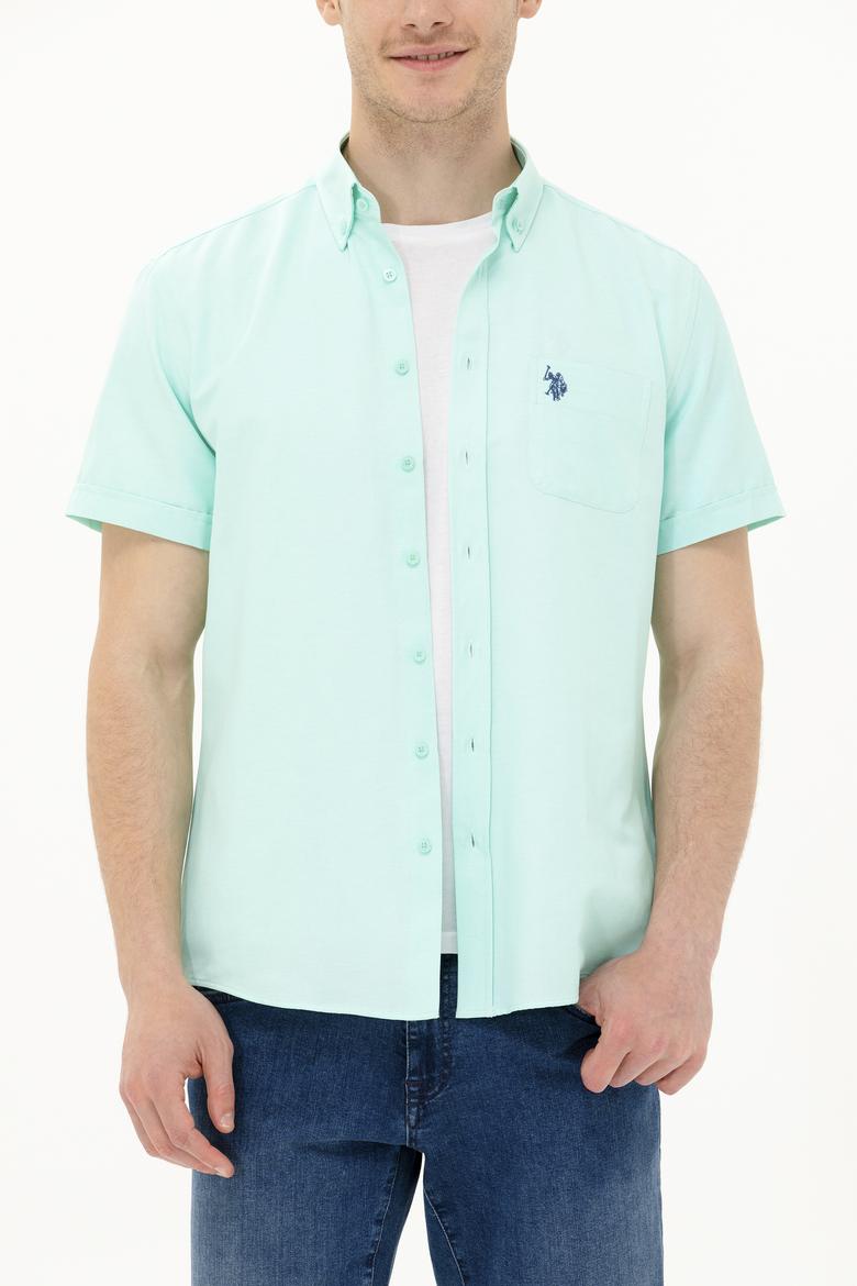 Erkek Su Yeşili Kısa Kollu Gömlek - 50262942040