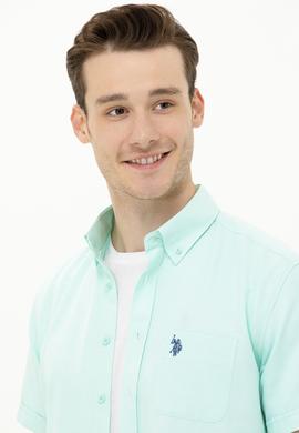 Erkek Su Yeşili Kısa Kollu Gömlek - 50262942040