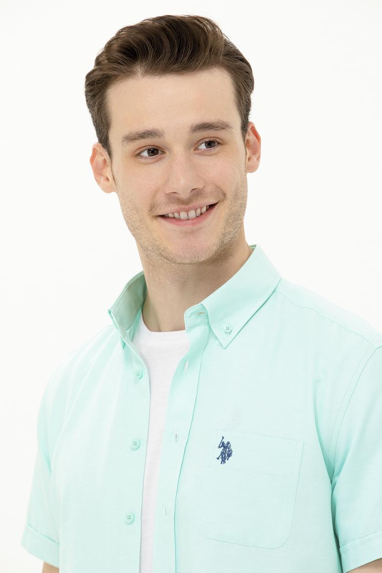 Erkek Su Yeşili Kısa Kollu Gömlek - 50262942040