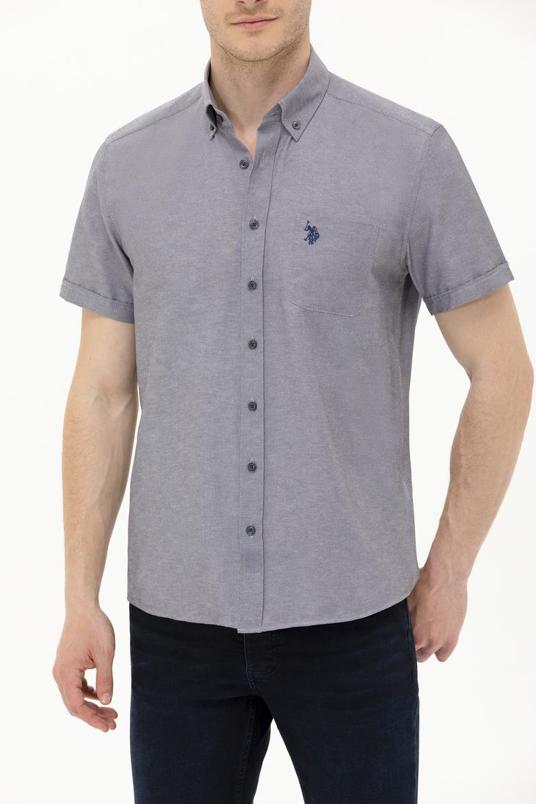 Erkek Lacivert Melanj Kısa Kollu Gömlek - 50262942089