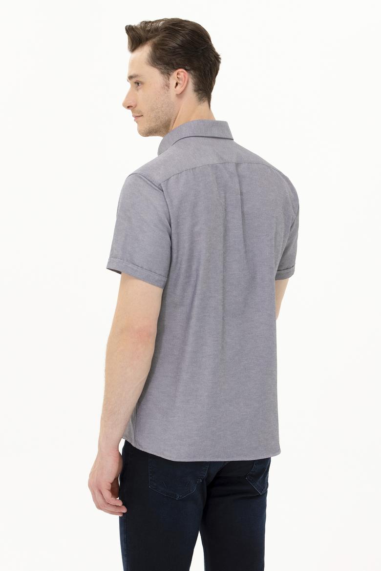 Erkek Lacivert Melanj Kısa Kollu Gömlek - 50262942089