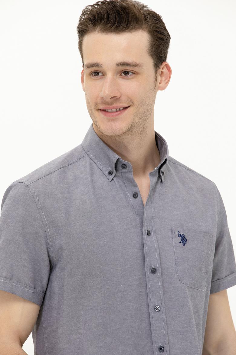 Erkek Lacivert Melanj Kısa Kollu Gömlek - 50262942089