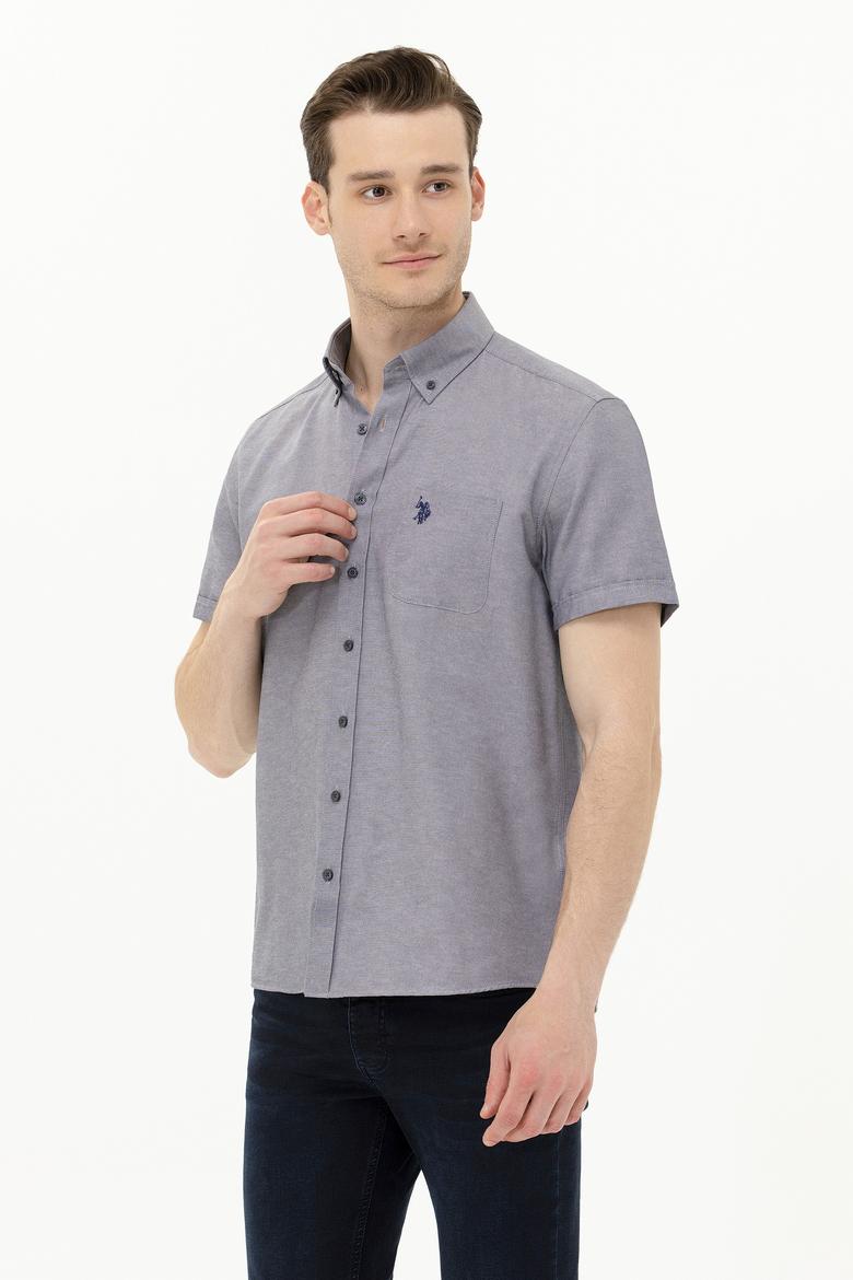 Erkek Lacivert Melanj Kısa Kollu Gömlek - 50262942089