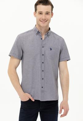 Erkek Lacivert Melanj Kısa Kollu Gömlek - 50262942089