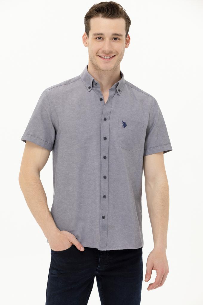 Erkek Lacivert Melanj Kısa Kollu Gömlek