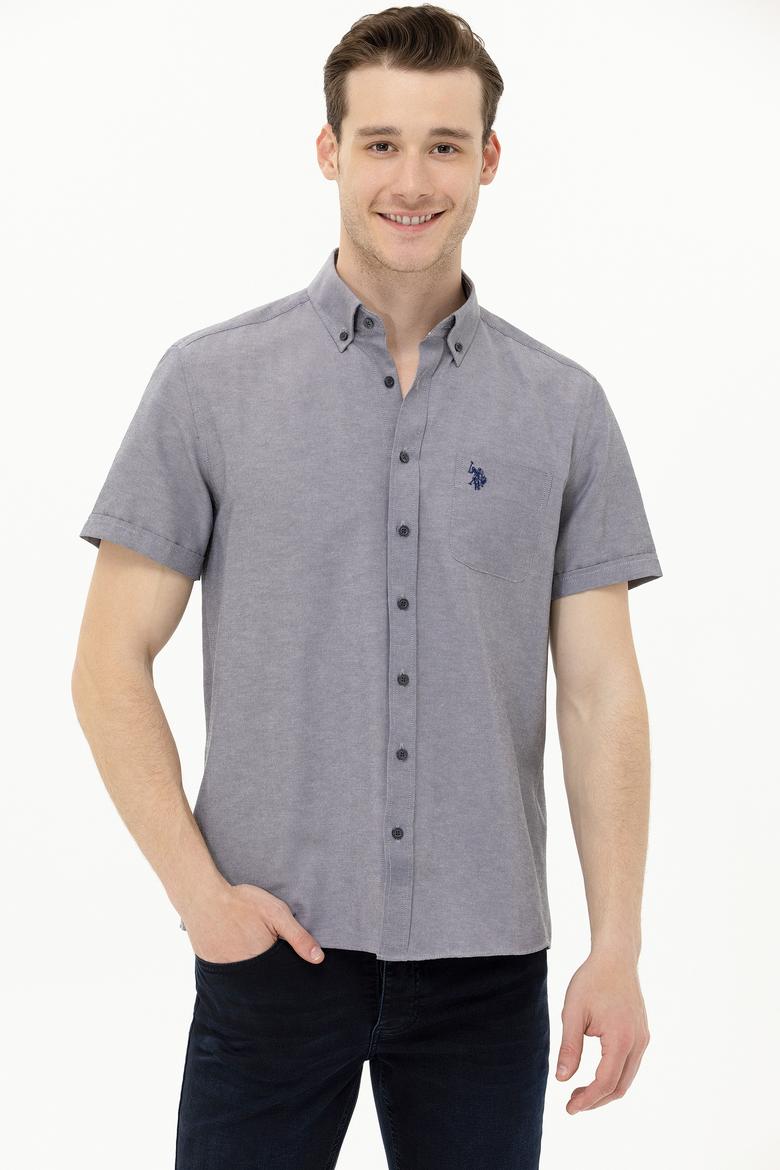 Erkek Lacivert Melanj Kısa Kollu Gömlek