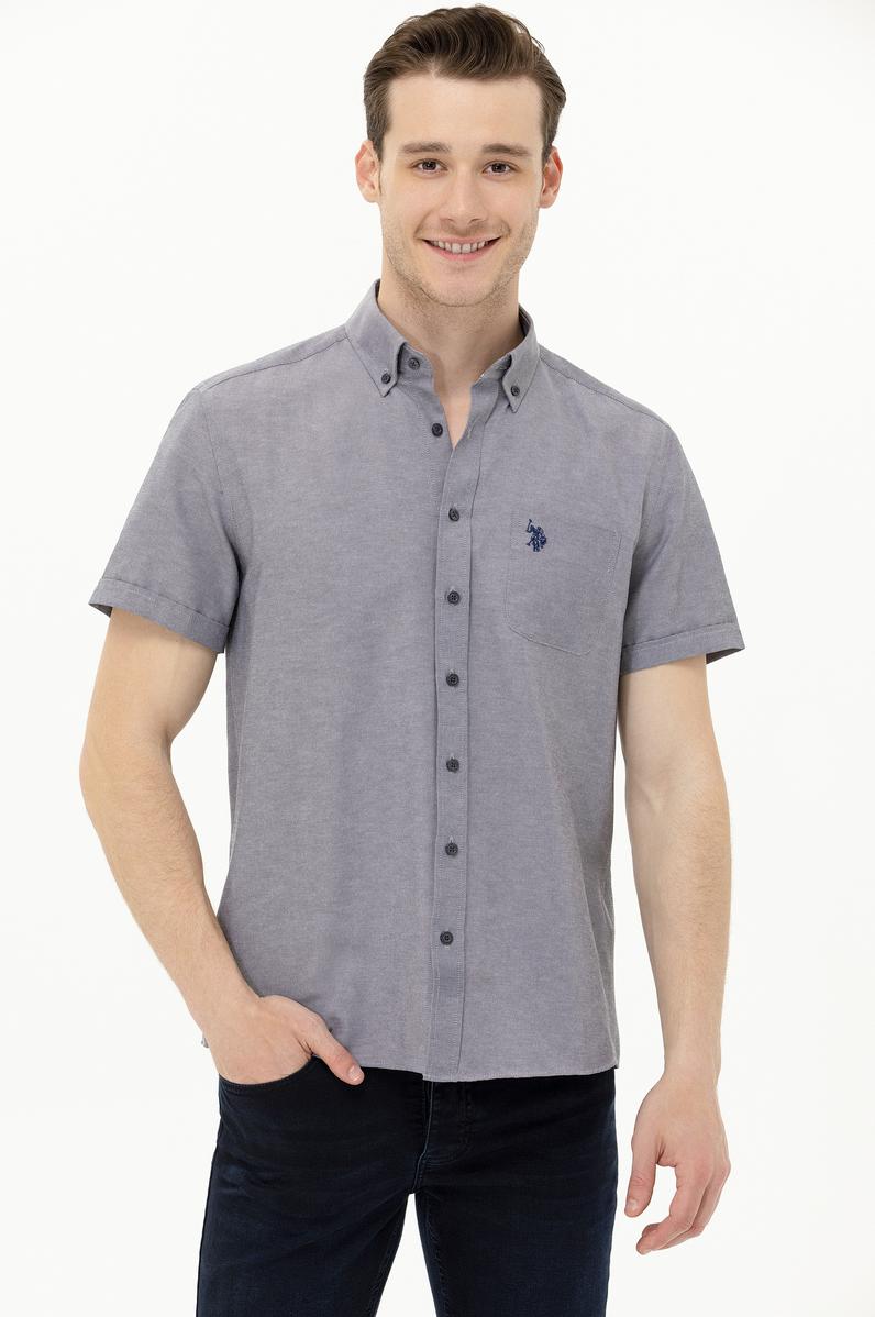 Erkek Lacivert Melanj Kısa Kollu Gömlek